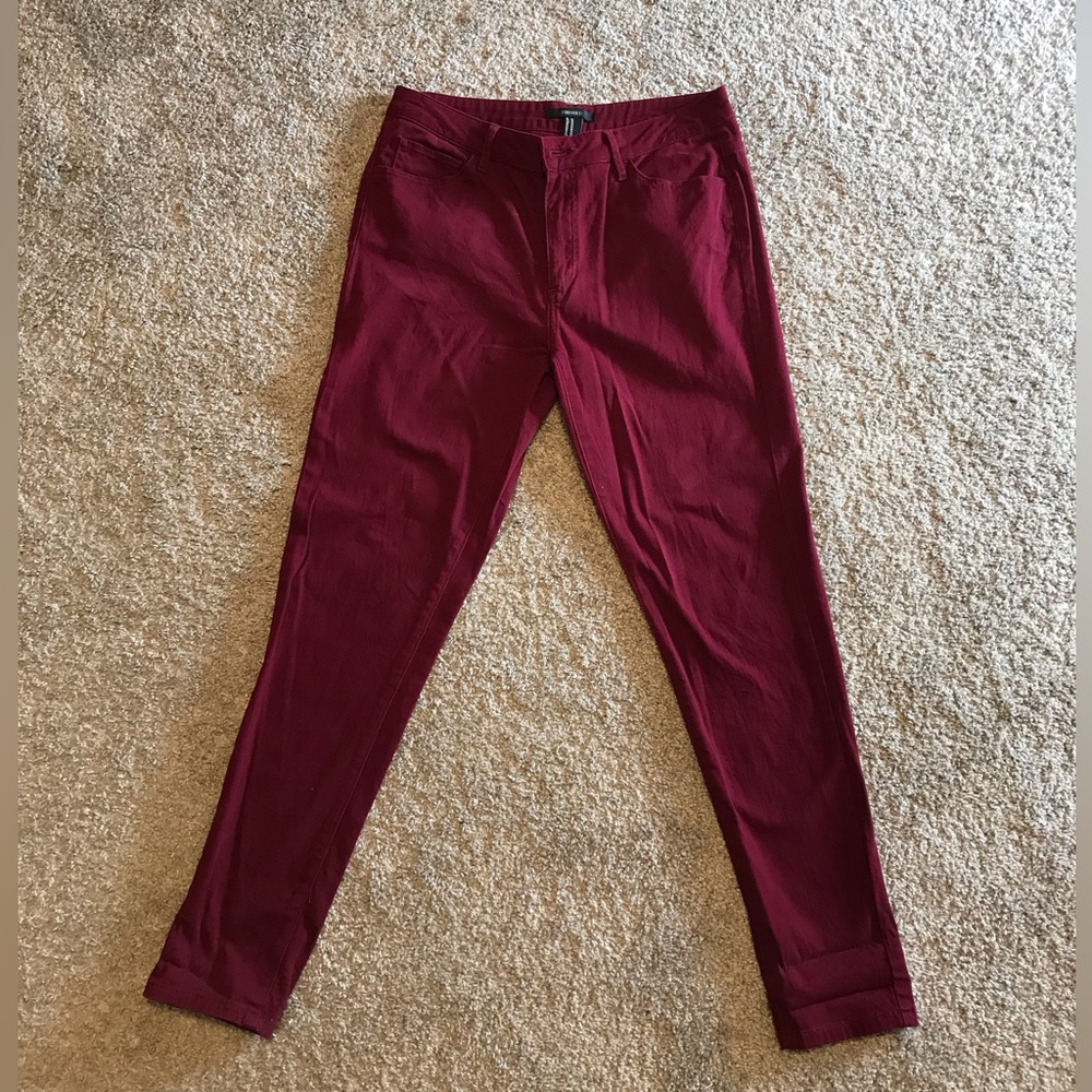 Forever 21 EUC Cranberry brushed denim jeans